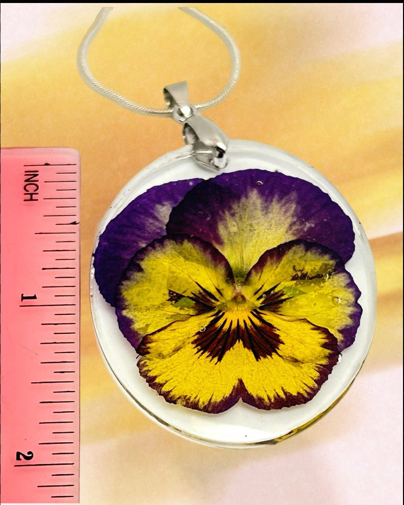 Johnny-jump-up Floral Pendant - Delicate Garden Jewelry