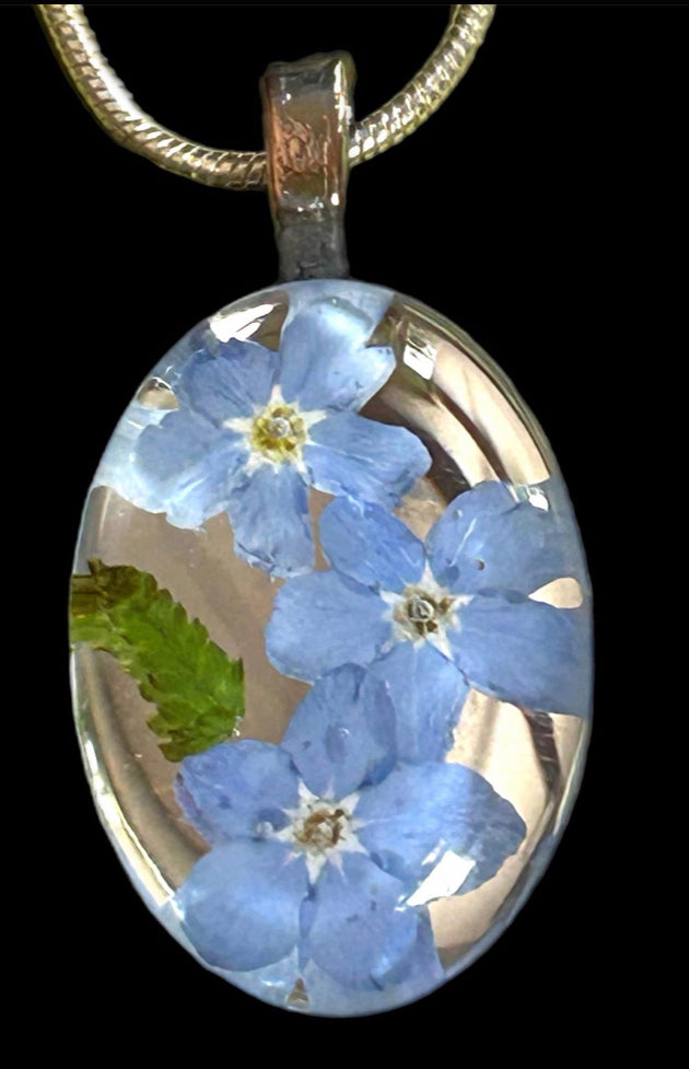 Petite ForgetMe-Not Pendant on Mirror
