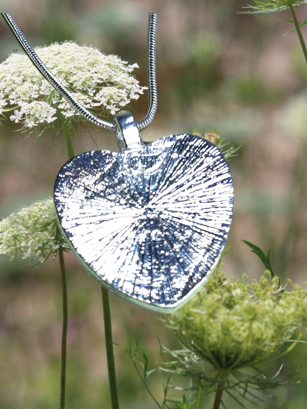 Heart Shaped Pendant with Queen Anne’s Lace