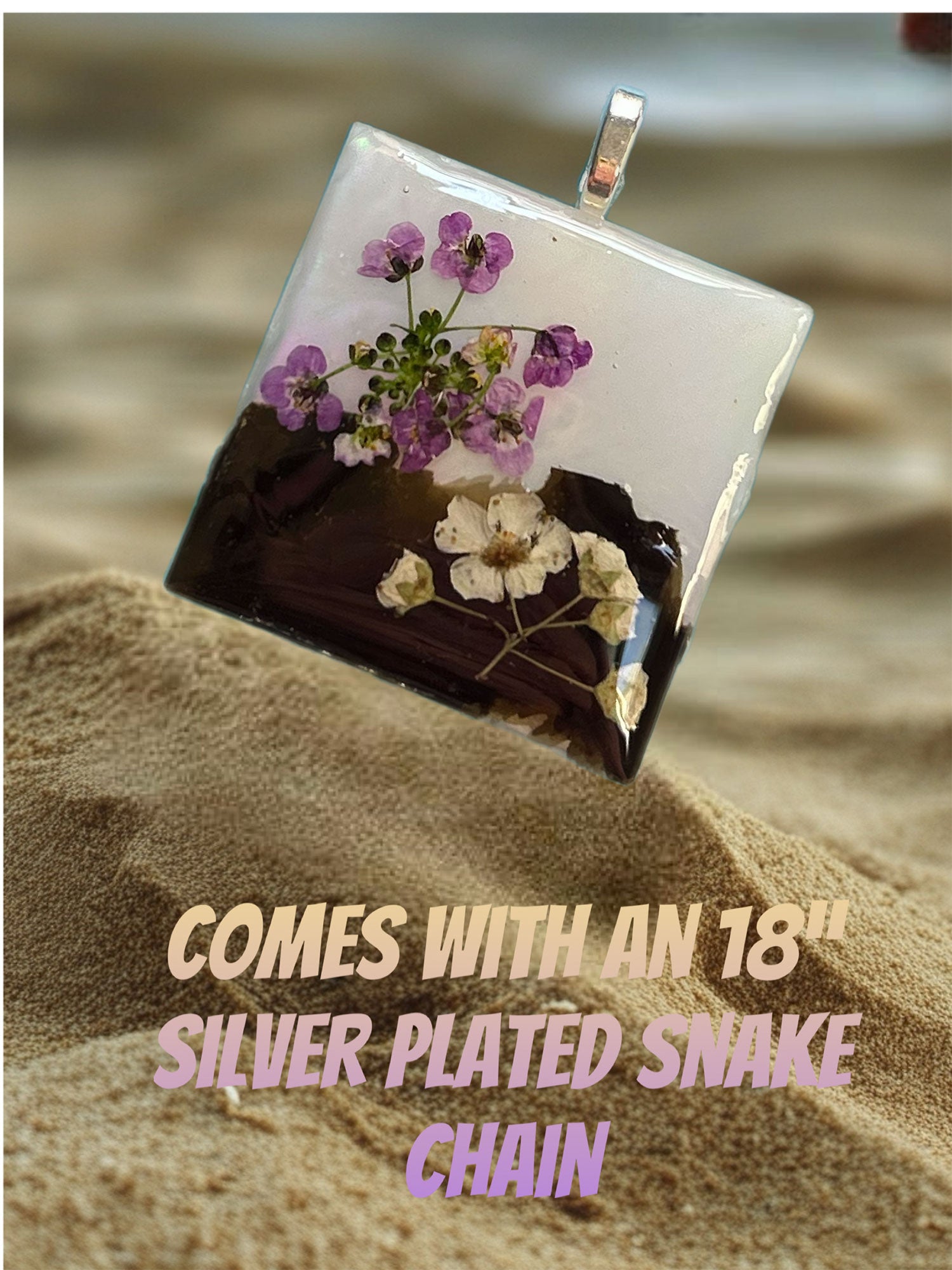 Pressed Flower and Mica Pendant